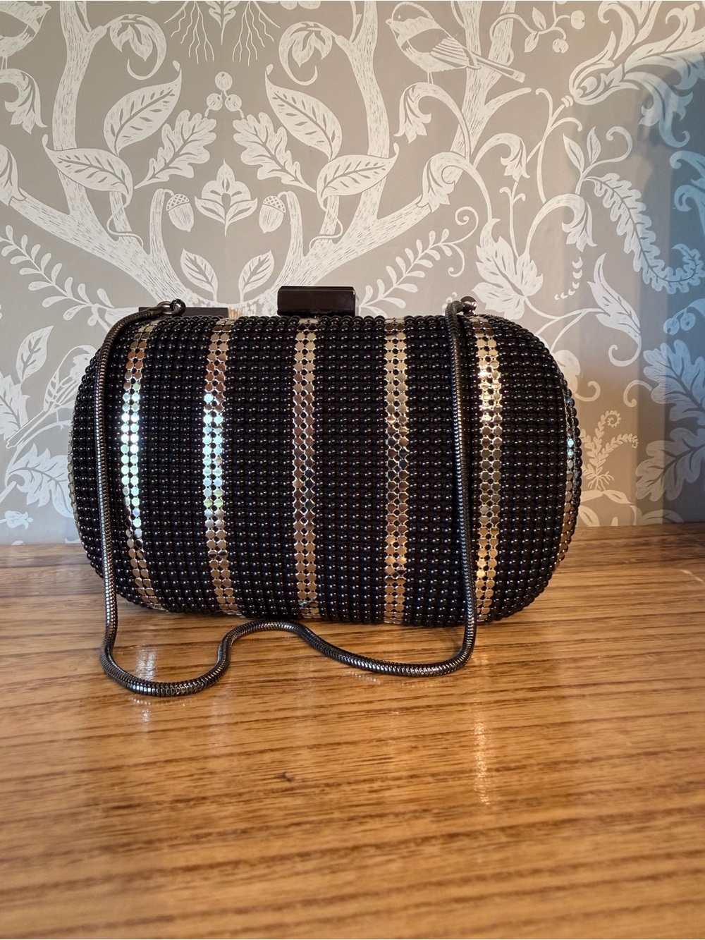 Whiting & Davis New Collection Black & Silver Mesh Evening Bag Gunmental HDW